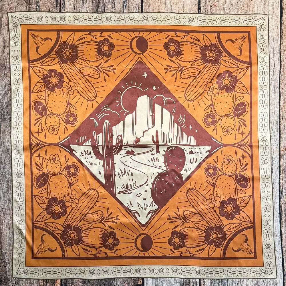Wild West Print Scarf | 36x36 | Cinnamon